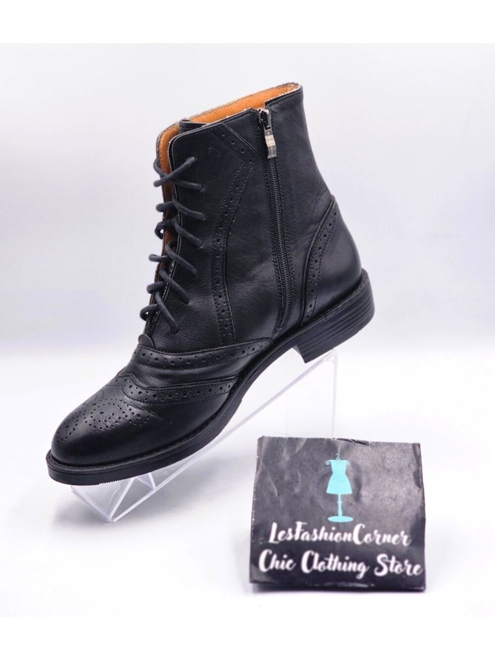 Embassy London Women's Black Leather Brick Lane Lace-Up Ankle Boots Sz 10.5 3350 - Picture 15 of 16